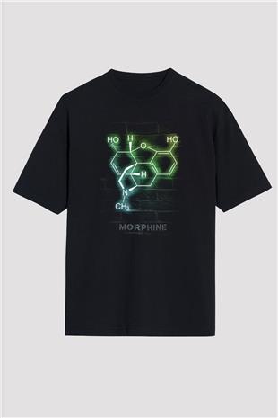 Morfin Molekülü Neon Baskılı Unisex Oversize Tişört - Tshirt
