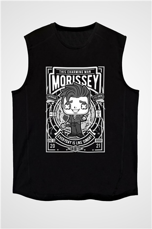 Morissey Baskılı Unisex Siyah Kolsuz Tişört