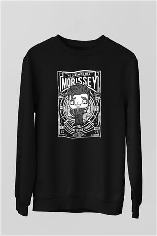 Morissey Baskılı Unisex Siyah Sweatshirt