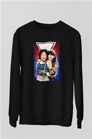 Mork and Mindy Siyah Unisex  Sweatshirt