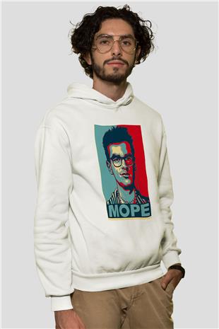 Morrissey Baskılı Beyaz Unisex Kapüşonlu Sweatshirt