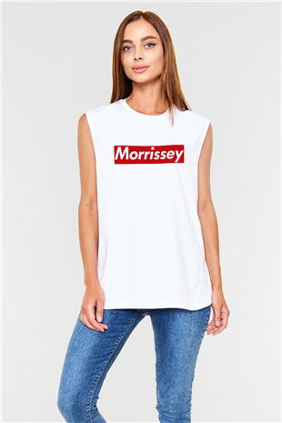 Morrissey Baskılı Beyaz Unisex Kolsuz Tişört - Tshirt