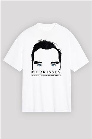 Morrissey Baskılı Beyaz Unisex Oversize Tişört - Tshirt