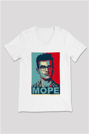 Morrissey Baskılı Beyaz Unisex V Yaka Tişört - Tshirt