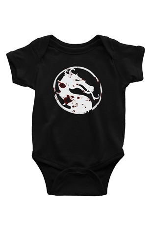 Mortal Kombat Baskılı Siyah Bebek Body - Zıbın