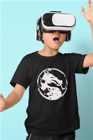 Mortal Kombat Baskılı Siyah Unisex Çocuk Tişört