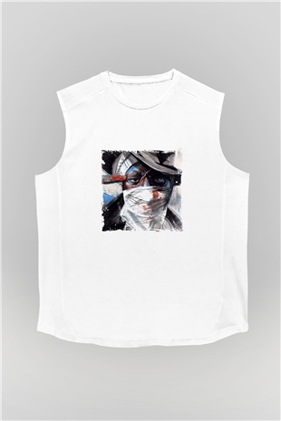 Mos Def Baskılı Unisex Beyaz Kolsuz Tişört