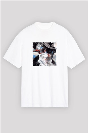 Mos Def Baskılı Oversize Beyaz Tişört