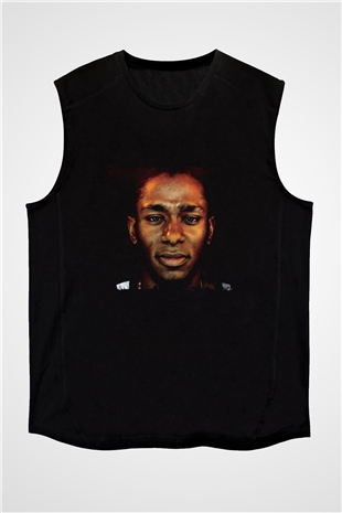 Mos Def Baskılı Unisex Siyah Kolsuz Tişört