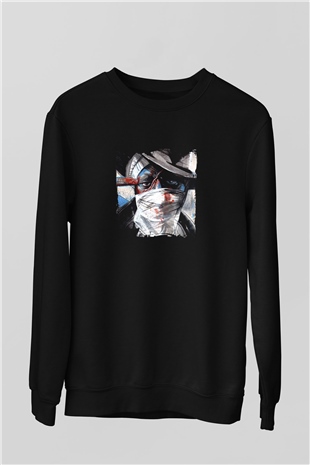 Mos Def Baskılı Unisex Siyah Sweatshirt