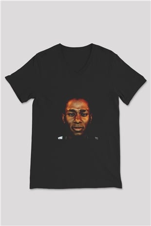 Mos Def Baskılı Unisex Siyah V Yaka Tişört