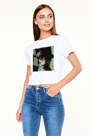 Mos Def Beyaz Croptop Tişört