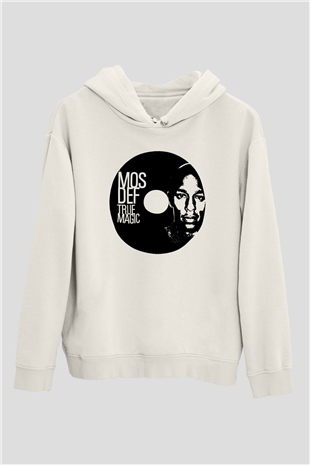 Mos Def Beyaz Unisex Kapşonlu Sweatshirt
