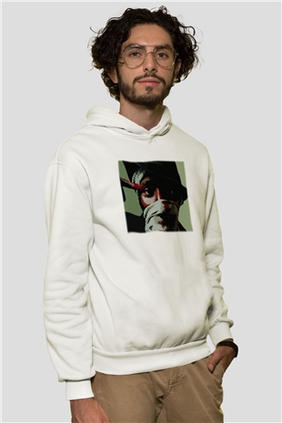 Mos Def Beyaz Unisex Kapşonlu Sweatshirt