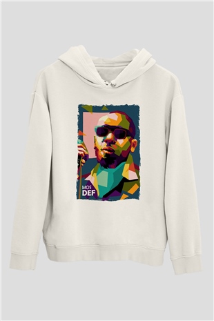Mos Def Beyaz Unisex Kapüşonlu Sweatshirt