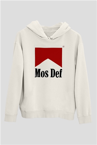 Mos Def Beyaz Unisex Kapüşonlu Sweatshirt