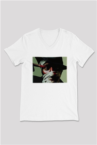 Mos Def Beyaz Unisex V Yaka Tişört T-Shirt