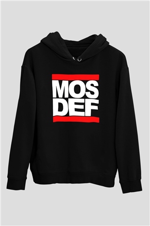 Mos Def Siyah Unisex Kapüşonlu Sweatshirt