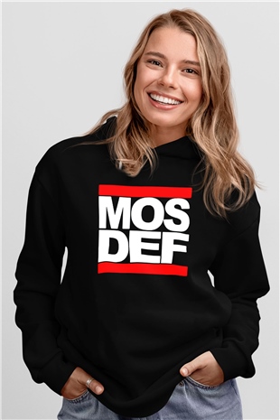 Mos Def Siyah Unisex Kapüşonlu Sweatshirt