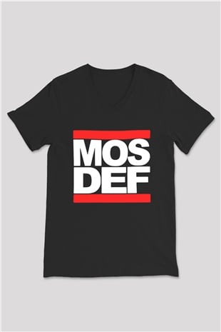 Mos Def Siyah Unisex V Yaka Tişört