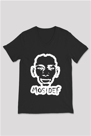 Mos Def Siyah Unisex V Yaka Tişört