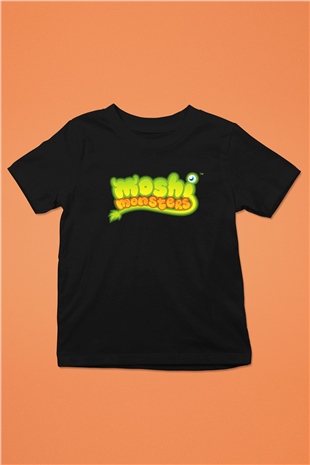 Moshi Monsters Baskılı Siyah Unisex Çocuk Tişört
