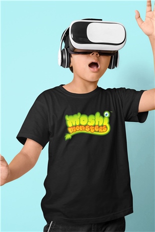 Moshi Monsters Baskılı Siyah Unisex Çocuk Tişört