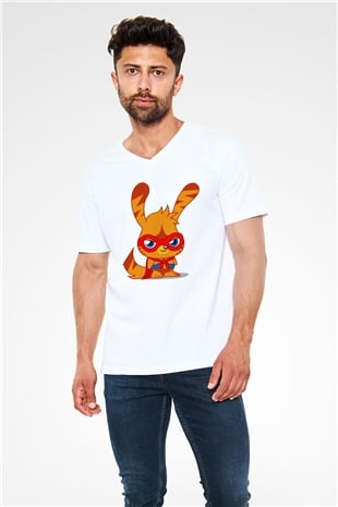 Moshi Monsters Beyaz Unisex V Yaka Tişört