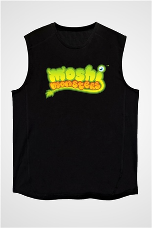 Moshi Monsters Siyah Unisex Kolsuz Tişört