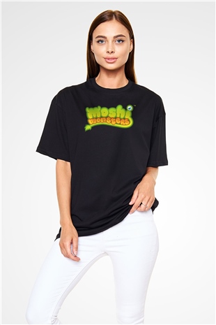 Moshi Monsters Siyah Unisex Oversize Tişört T-Shirt