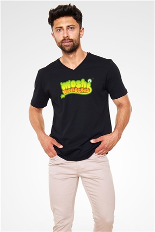 Moshi Monsters Siyah Unisex V Yaka Tişört T-Shirt