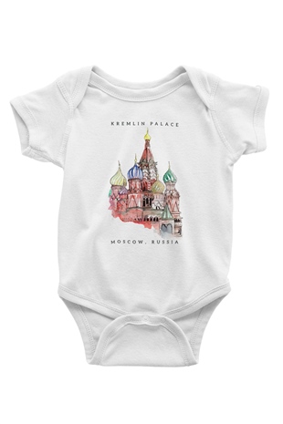 Moskova Kremlini Beyaz Bebek Body - Zıbın