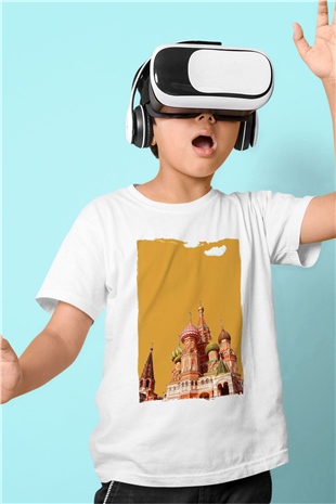 Moskova Kremlini Beyaz Unisex Çocuk Tişört