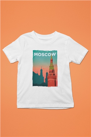 Moskova Kremlini Beyaz Unisex Çocuk Tişört