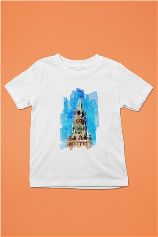 Moskova Kremlini Beyaz Unisex Çocuk Tişört
