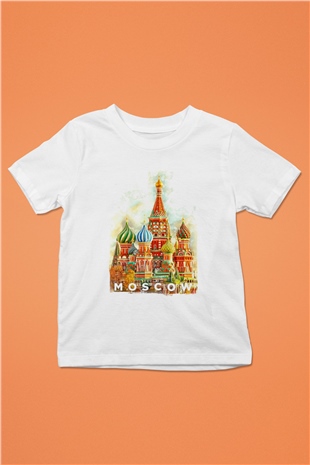 Moskova Kremlini Beyaz Unisex Çocuk Tişört