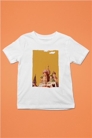 Moskova Kremlini Beyaz Unisex Çocuk Tişört