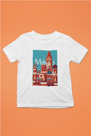 Moskova Kremlini Beyaz Unisex Çocuk Tişört