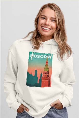 Moskova Kremlini Beyaz Unisex Hoodie
