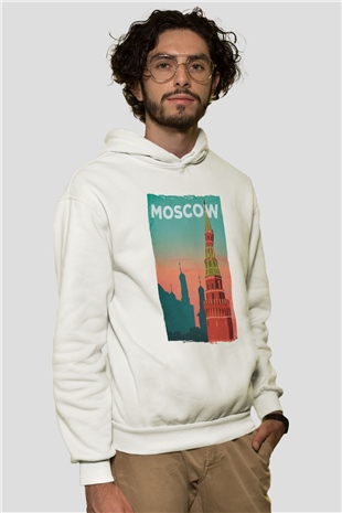 Moskova Kremlini Beyaz Unisex Hoodie