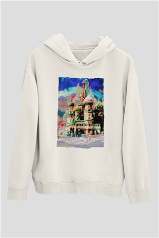 Moskova Kremlini Beyaz Unisex Hoodie