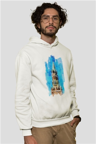 Moskova Kremlini Beyaz Unisex Hoodie