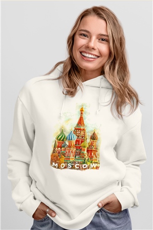 Moskova Kremlini Beyaz Unisex Hoodie