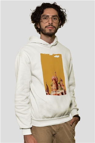 Moskova Kremlini Beyaz Unisex Hoodie