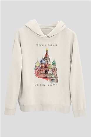 Moskova Kremlini Beyaz Unisex Hoodie