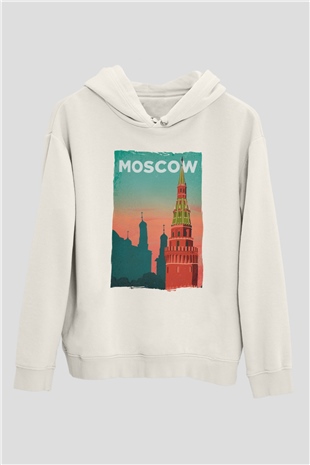 Moskova Kremlini Beyaz Unisex Hoodie