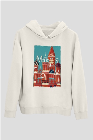 Moskova Kremlini Beyaz Unisex Hoodie