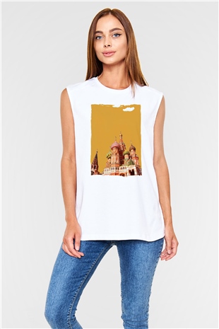 Moskova Kremlini Beyaz Unisex Kolsuz Tişört
