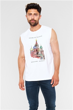 Moskova Kremlini Beyaz Unisex Kolsuz Tişört