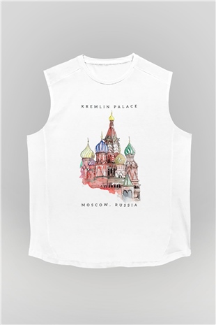Moskova Kremlini Beyaz Unisex Kolsuz Tişört